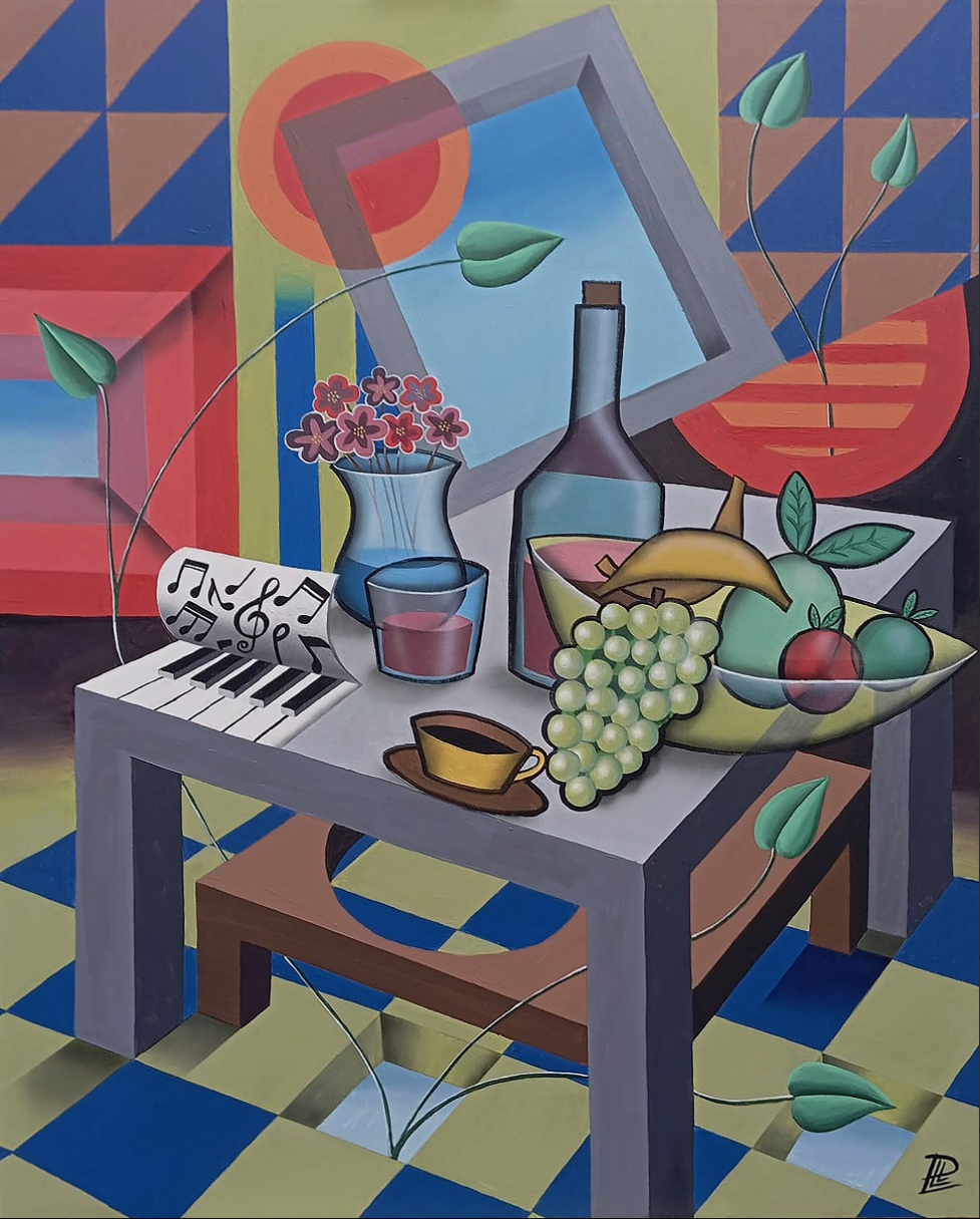 Bodegó amb música. Bodegón con música
